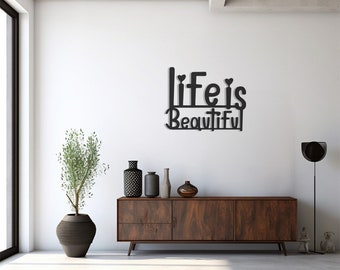 Life is Beautiful Wall Art Gift-Positive Message Artwork-Inspirational Quote Decor Gift-Uplifting Hospital Accent-Optimistic Phrase Hanging