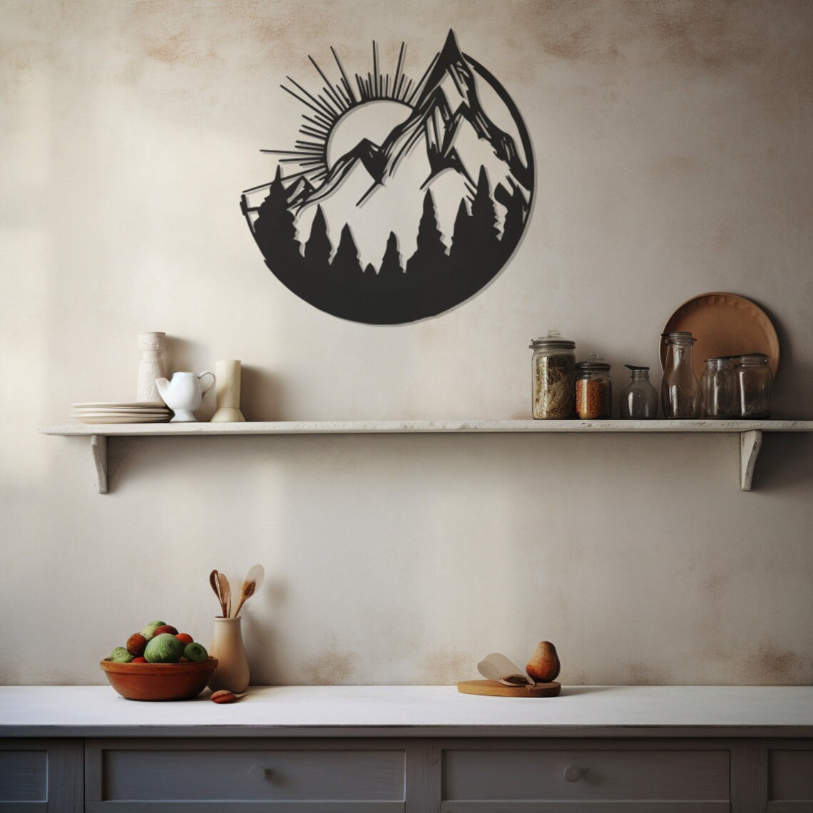 Handcrafted Mountain Metal Wall Art, Sunlit Nature Decor - Etsy