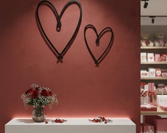 Metalen muurkunst dubbel hart - romantisch jubileumcadeau