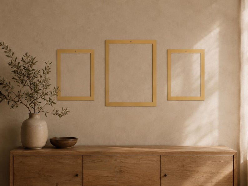 Set rechthoekige metalen fotolijsten | Lege fotolijsten voor aan de fotowand | Mat goudbronszwart | Minimalistische decoratie voor een chique huis | Cadeau voor een housewarming afbeelding 14