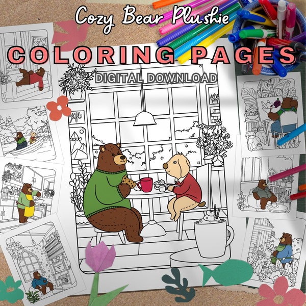 Weekend Color Sheets Cozy Friends Coloring Pages - Etsy