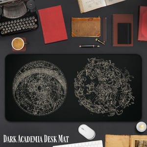 Astrologie sterrenbeeld kaart bureaumat | Dark Academia vintage klassieke horoscoop | Elegant gotisch kantoor | Verfijnde muismat met gotisch decor