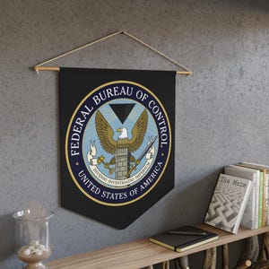 Federal Bureau of Control - FBC Firebreak Pennant, Sci-Fi Banner Flag, Alan Wake Gaming Room Decor, Cloth Wall Decor