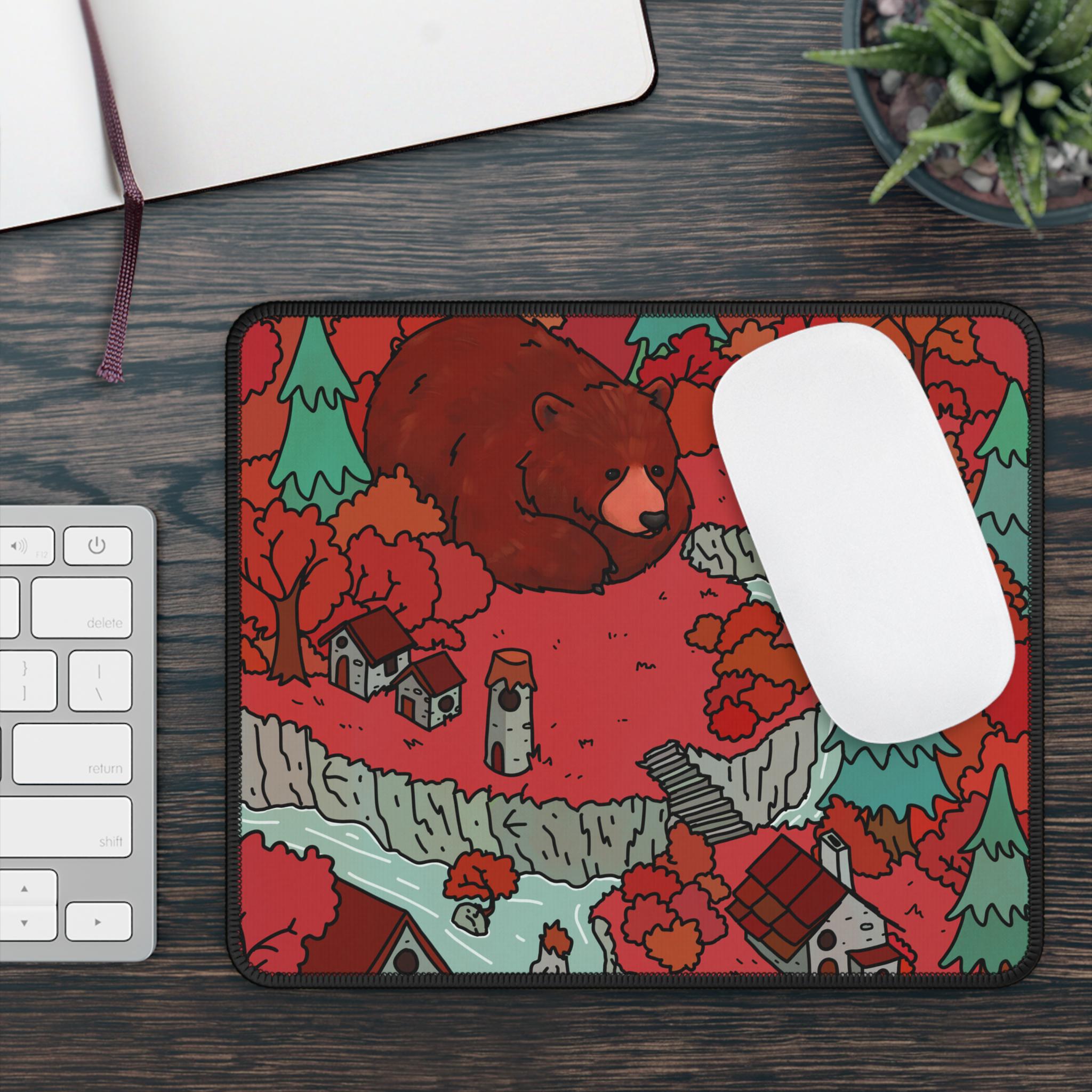 Cuddly Bear Town Gaming Mouse Pad, Cute Relaxing Animal Landscape ...