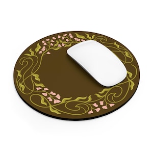 Blumen Jugendstil Mädchen Floral kleine runde Vintage klassische Schreibtisch Maus Matte Unterlage | Elegant Edel Alt Raffiniert hübsch Dekorativ