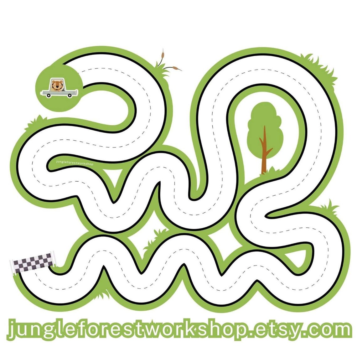 Pencil Control Road Tracing Cute Animals in Cars Pre Writing Printable