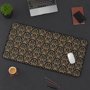 Art Deco Desk Mat: Geometric Pattern, Elegant Work From Home Accessory