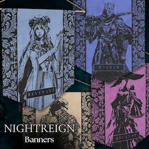 Nightfarers - Nightreign Characters - Elden Ring Inspired Medieval Fantasy Wall Flags, Banner Tapestry, Gaming Room Decor, Video Gamer Gift