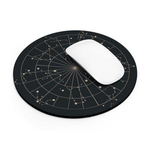 Constellation Star Map Rund Vintage Classic Dark Academia Schreibtisch Maus Matte Pad | Gothic Büro Okkulte Anspruchsvolle Hexe Spirituell Mystisch