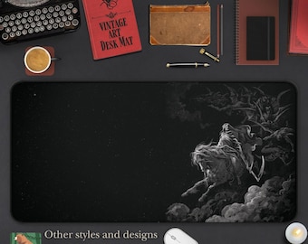 Death On A Pale Horse Vintage Victorian Classic | Moody Art Desk Mat, Dark Antique Elegant Gothic Office Occult Decor Sophisticated Mousepad