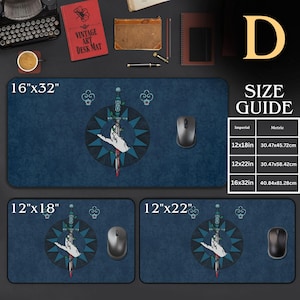 Alfombrillas de escritorio de fantasía oscura - Colección de alfombrillas de juego góticas, alfombrillas de ratón vintage de damasco para juegos de rol de mesa, decoración de oficina de estilo academia oscura, configuración de PC de estilo gótico. D
