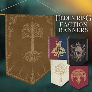 Elden Ring Inspired Faction Banners - Medieval Fantasy Wall Flags, Wall Hanger Tapestry, Gaming Room Decor, Gamer Gift, Video Game Heraldry