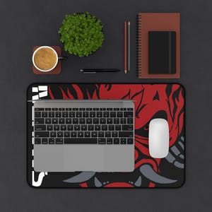 Cyberpunk Samurai Gaming Mouse Pad - Extended Desk Mat XL, Tech Office Decor, Futuristic Computer Pad, Gamer Gift Tech Lover Desk Accessory 12" × 18"