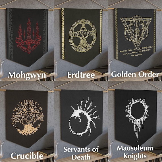 エルデンリング風陣営バナー - 中世ファンタジー風壁掛け旗、壁掛け