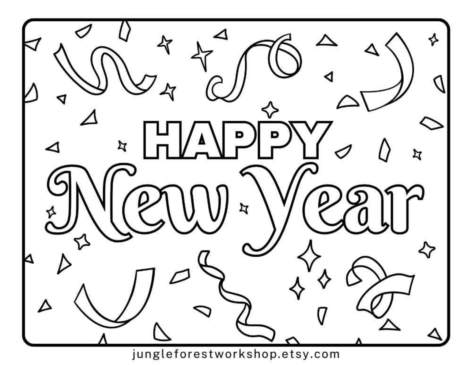 New Year 2024 Coloring Pages 3 Page Coloring Page Bundle Etsy