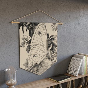 Nature Fairy Fae Pennant, Vintage Dark Academia Gothic Castlecore Flag, Banner Wall Decor, Goth Room Art, Mystic Home Decor, Storybook