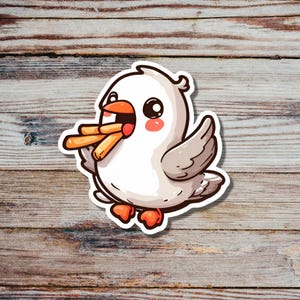 Niedlicher Möwen Essende Pommes Vinyl Sticker