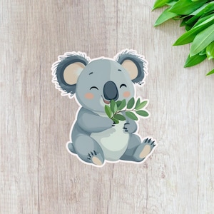 Cute Koala Eating Eucalyptus Vinyl Sticker