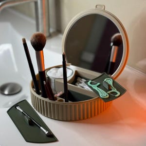 AF INFENTIONS - &quot;Beauty Box&quot; - with Mirror – Makeup Storage Box – Cosmetic Organizer – Travel Vanity Case – Gift for Her
