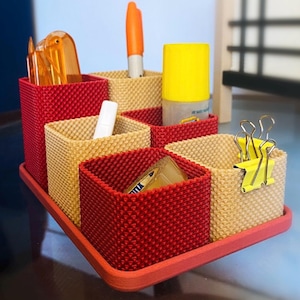 The &quot;COREGRID&quot; Desk Organizer - Pen Holder with Wave Design - Organizer - Minimalistic Decor.