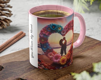 You Warm My Heart Coffee Mug, Couple Embrace, Valentine's Day Gift
