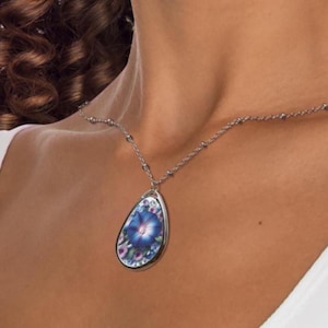 September Morning Glory Birth Flower Necklace: Sapphire Pear Pendant