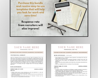 ATS Friendly Resume Template Bundle: Cover Letter & References (MS Word, Google Docs)