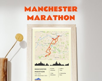 Poster personnalisé du marathon de Manchester - livraison GRATUITE