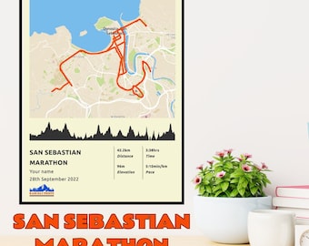 Poster personnalisé du marathon de Saint-Sébastien - livraison GRATUITE