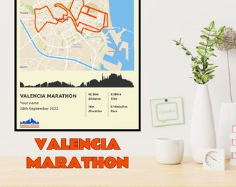 Poster personnalisé du marathon de Valence - livraison GRATUITE