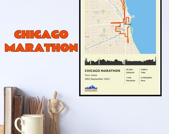 Personalised Chicago Marathon Poster - FREE Shipping