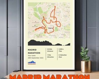 Poster personnalisé du marathon de Madrid - livraison GRATUITE