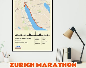 Poster personnalisé du marathon de Zurich - Livraison GRATUITE