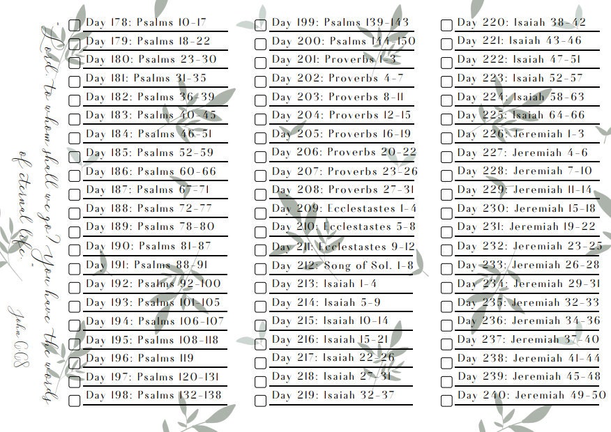 Bible Reading Plan - Etsy