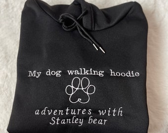 Embroidered Walking Dog Hoodie - Personalized Pet Lover Sweatshirt