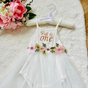 Personalisiertes 1. Geburtstag Outfit - Baby Girl Cake Smash Kleid - Benutzerdefinierte Namen Stickerei - Erster Geburtstag Kleid - Kleinkind Party Outfit