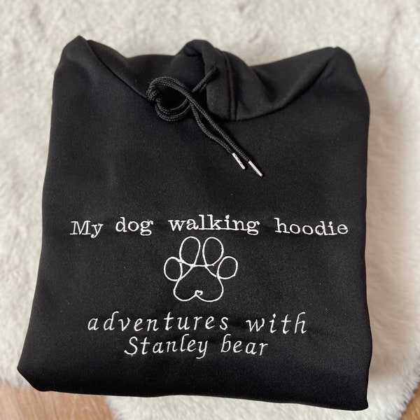 Embroidered Walking Dog Hoodie - Personalized Pet Lover Sweatshirt