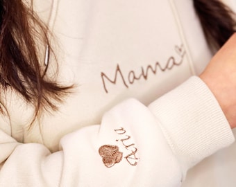 Geborduurde Mama Hoodie - Gepersonaliseerd Moederdagcadeau - Aangepast moederschapssweatshirt