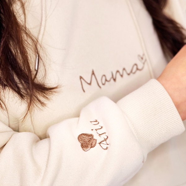 Bestickter Mama Hoodie – personalisiertes Muttertagsgeschenk – individuelles Mutterschafts-Sweatshirt
