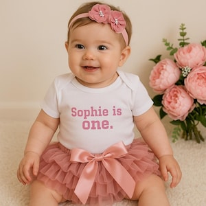 Mädchen Cake Smash Outfit, Baby Tutu Pumphose zum 1.Geburtstag - Personalisiert mit Namen Bestickung