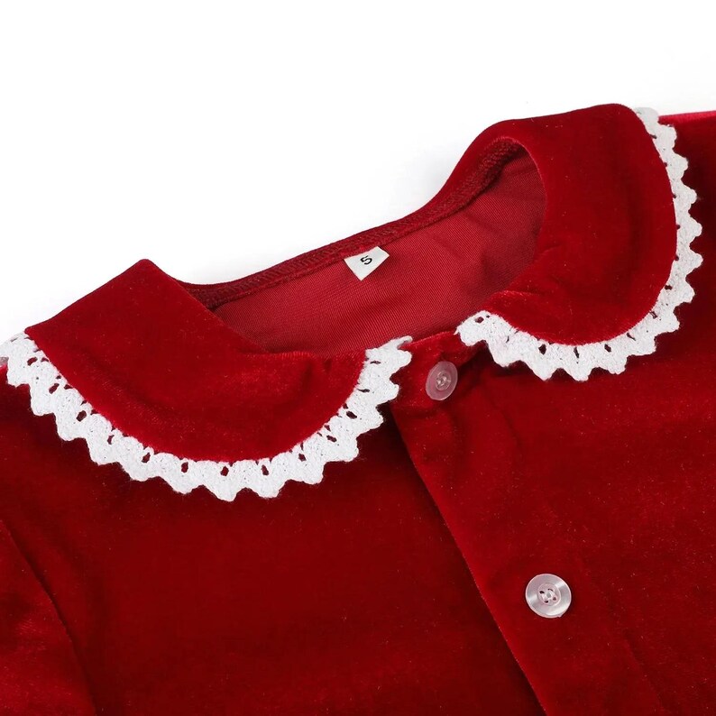 Personalized Velvet Christmas Kids and Adults Outfit Red Ruffle Outfit