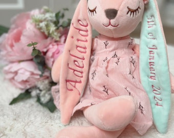 Personalised Bunny, Personalised Teddy, Embroidered Bunny, Baby Shower Gift, New Baby Gift, Personalised Soft Toy, Rabbit