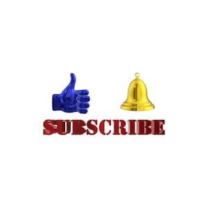 May include: A blue thumbs up icon and a gold bell icon with the word "SUBSCRIBE" in red text.