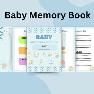 Libro de recuerdos para bebé imprimible / Diario del primer año del bebé / Registro de hitos, fotos mensuales y cartas para el bebé / Descarga de PDF de recuerdo