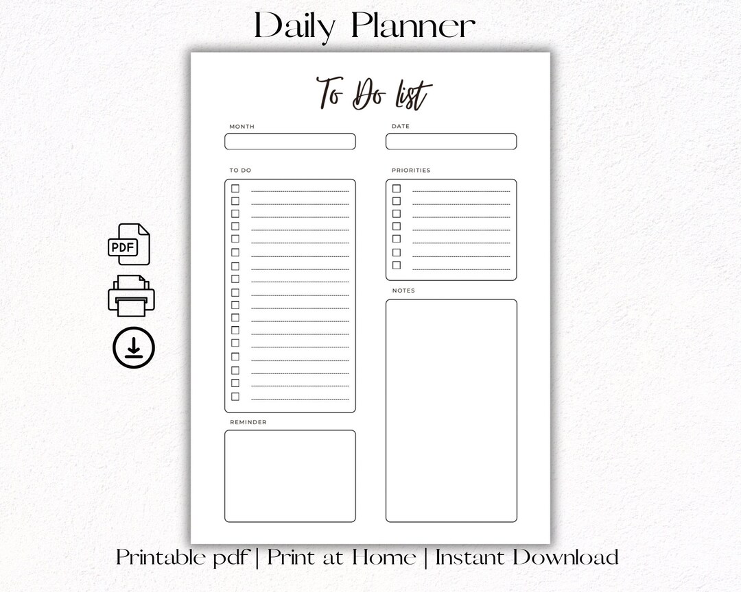 Minimal Daily Planner Printable | Daily to Do List | Tasks List ...