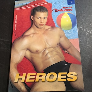 Bruno Gmunder Carnet de cartes postales, photo d'art gay vintage n° 43 Men of Falcon Heroes
