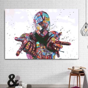 Spiderman Wall Art,Marvel Avenger Graffiti Art,Spiderman Graffiti Wall Art,Spiderman Poster,Avenger Poster Decor, Gift for Kids,Movie Poster