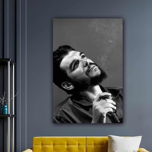 Che Guevara in tela bianco e nero, poster di Che Guevara, nome iconico della rivoluzione poster di Che Guevara, poster del ritratto di Che