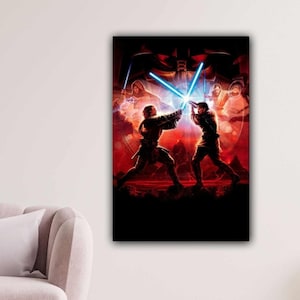 Star Wars Poster, Anakin vs Obi Wan Canvas Art, Anakin Poster, Anakin Skywalker Art, Clone Wars, Darth Vader, Luke Skywalker, Obi Wan Kenobi
