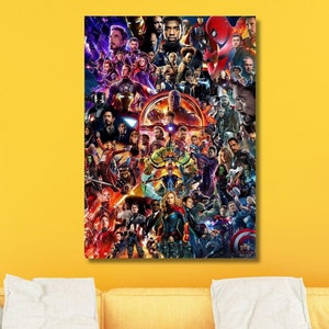 Avengers Superheroes Canvas Wall Art,Avengers Poster,Marvel Poster,Spiderman Poster,Vintage Poster,Comic Book Poster,Avengers Vintage Poster